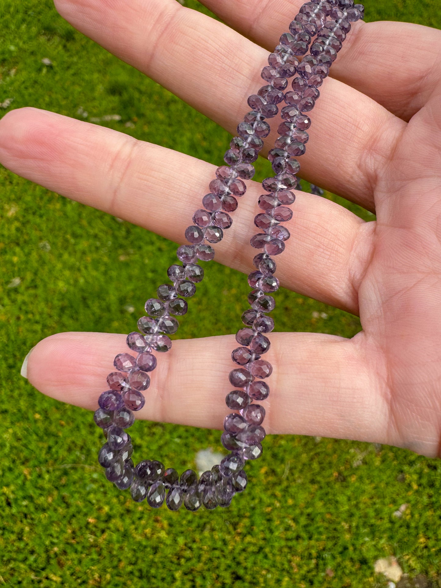 Purple Sapphire Teardrops Beaded Necklace