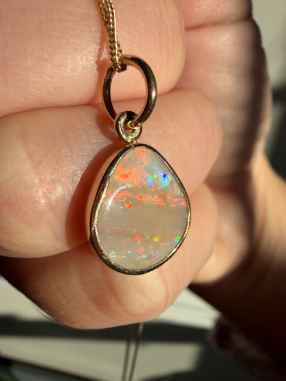 Stunning Freeform Australian Opal Charm 14k