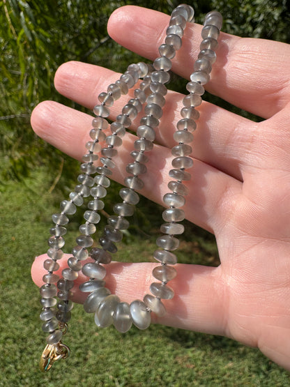 Platinum Moonstone Knotted Bead Necklace - 14k Gold Filled