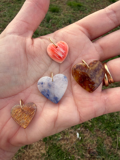 011 - Dumortierite in Quartz Heart Charm