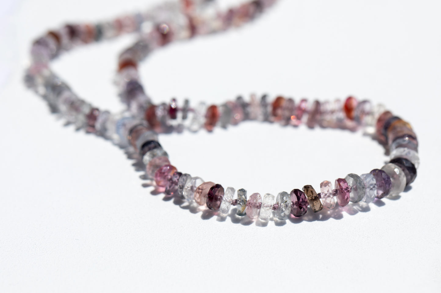 Faceted Spinel Knotted Gemstone Candy Necklace 14k Gold