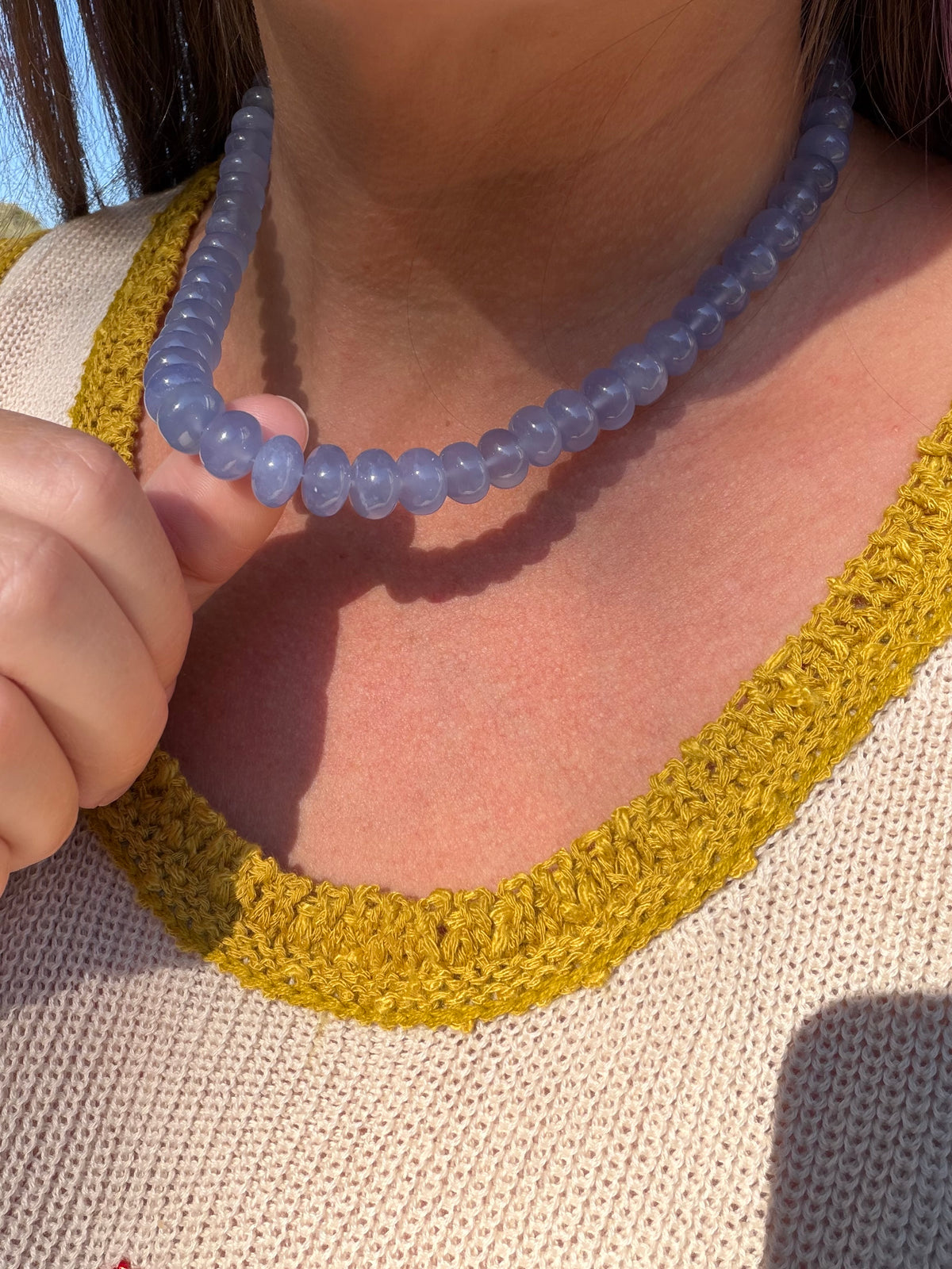Namibian Chalcedony Strand Sterling Silver, Made to Order