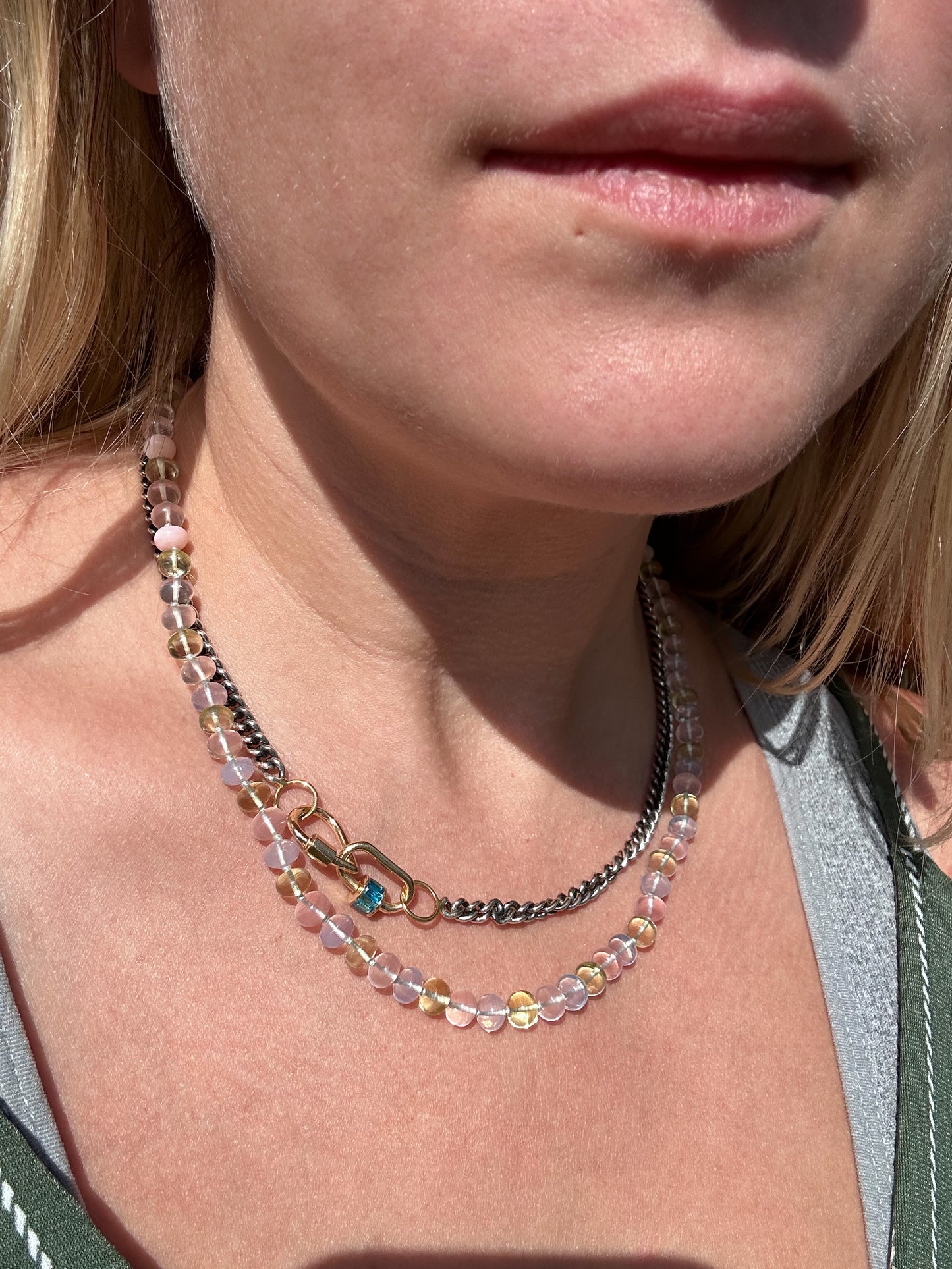 Knotted Candy Necklace - Quartz, Opal, 14k