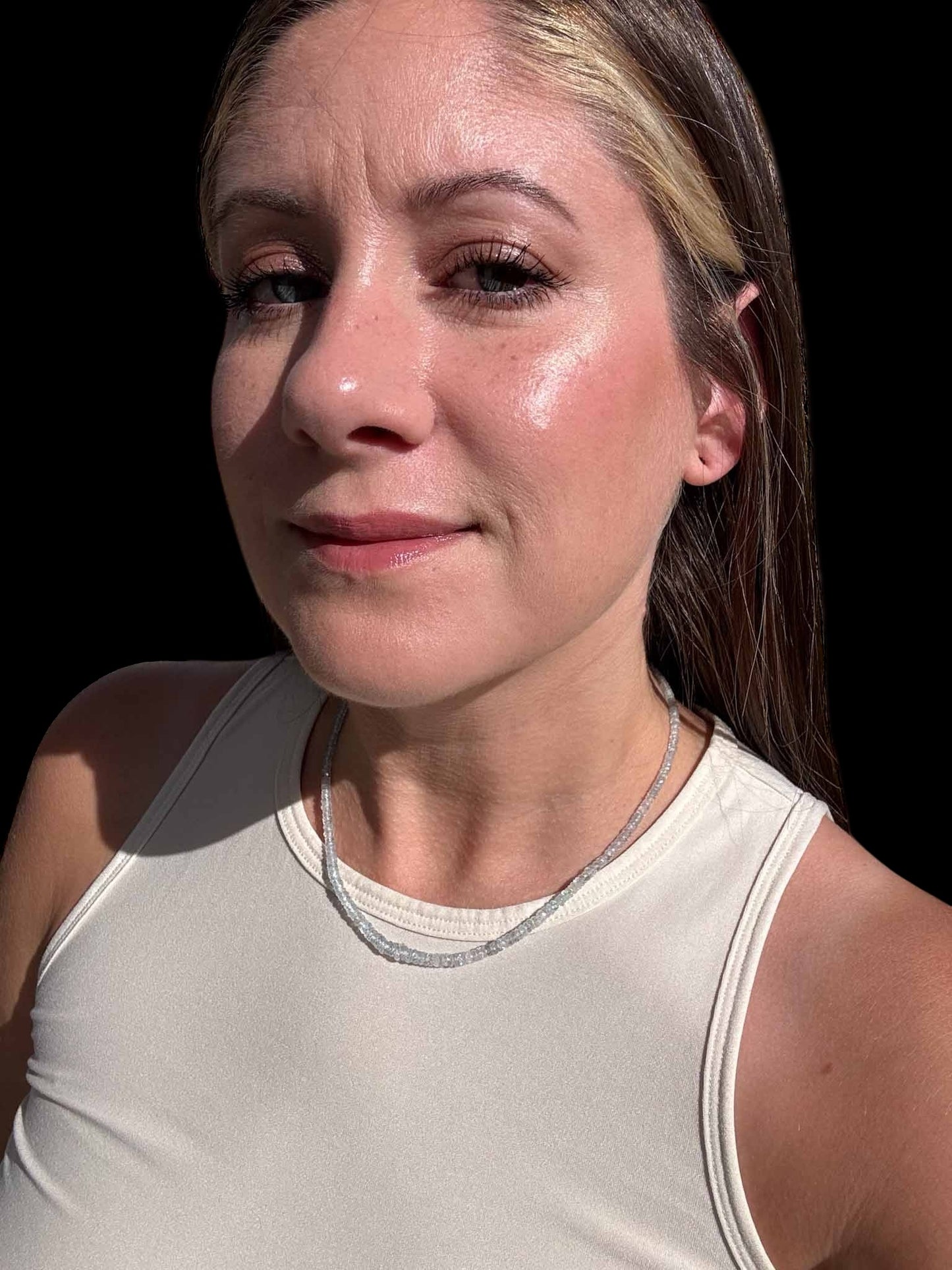 Natural Powder Blue Sapphires Beaded Necklace Gold Filled