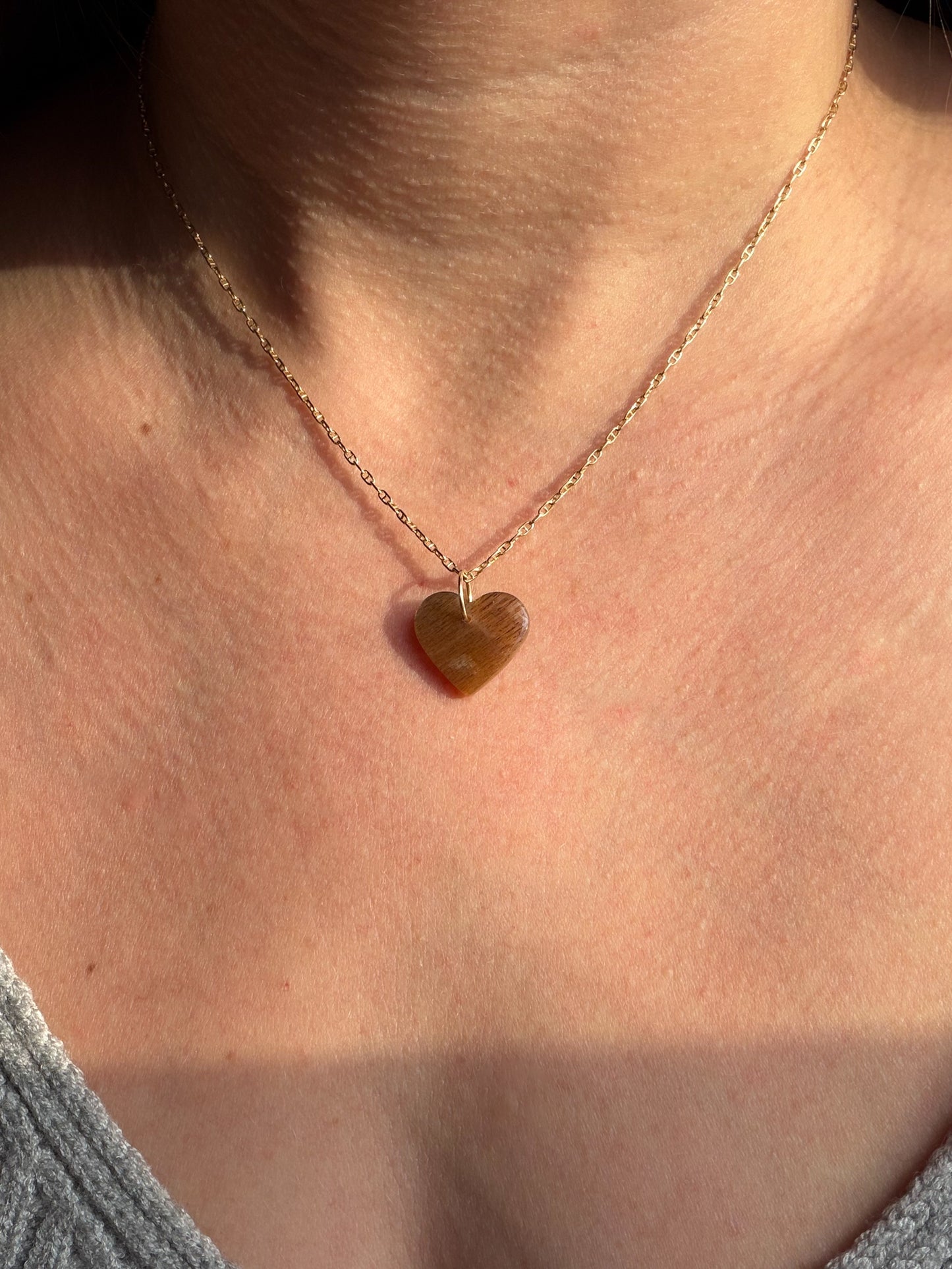 Nancy - Rainbow Meteor Shower Sunstone Heart Charm