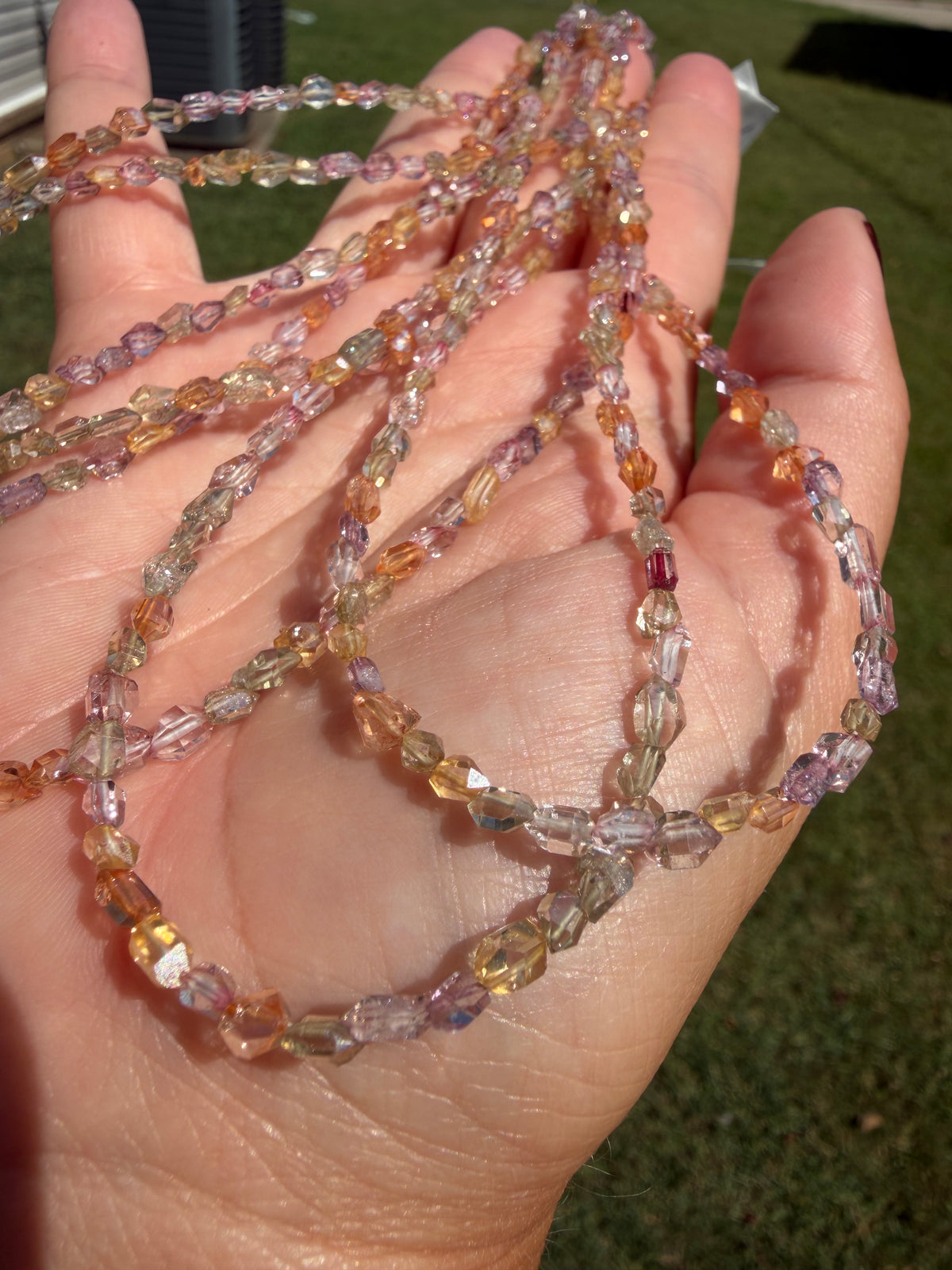 Custom Herkimer beaded strand, sterling silver