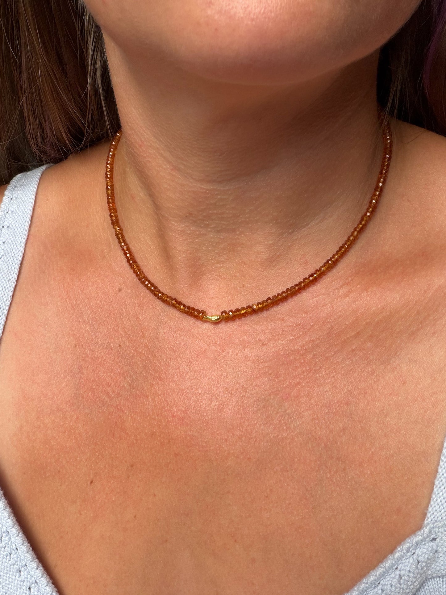 Made to Order: Spessartite Garnet Worry Fish Necklace, 14k Gold