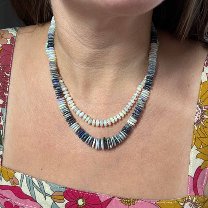 Starlight Necklace - Lightning Ridge Australian Black Opal Knotted Candy Necklace 14k Rose Gold