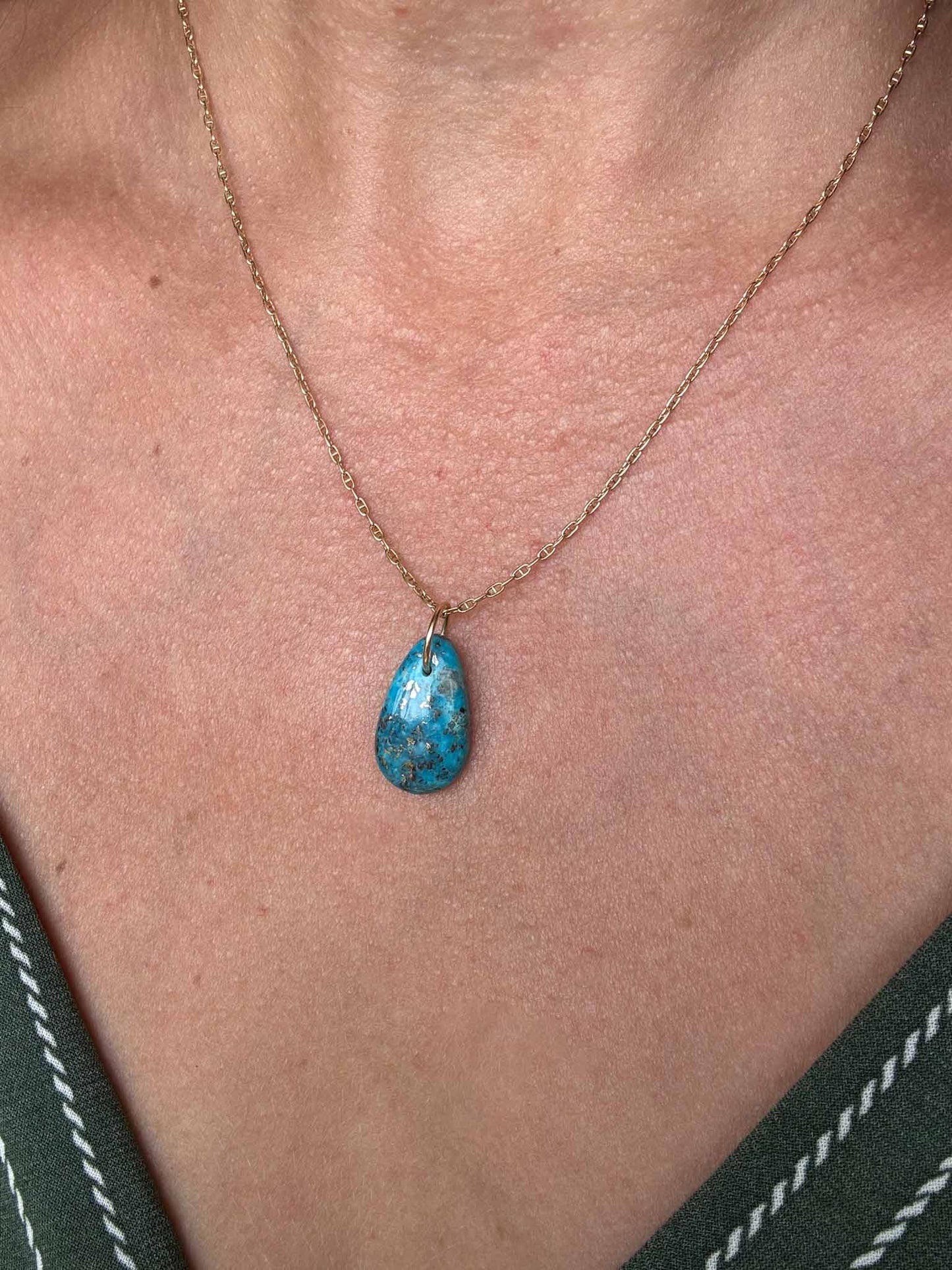Armenian Turquoise Charm 14k Teardrop