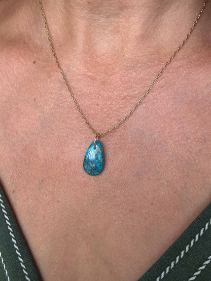 Armenian Turquoise Charm 14k Teardrop