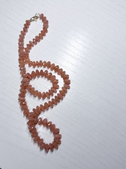 Faceted Peach Moonstone Knotted Gemstone Necklace