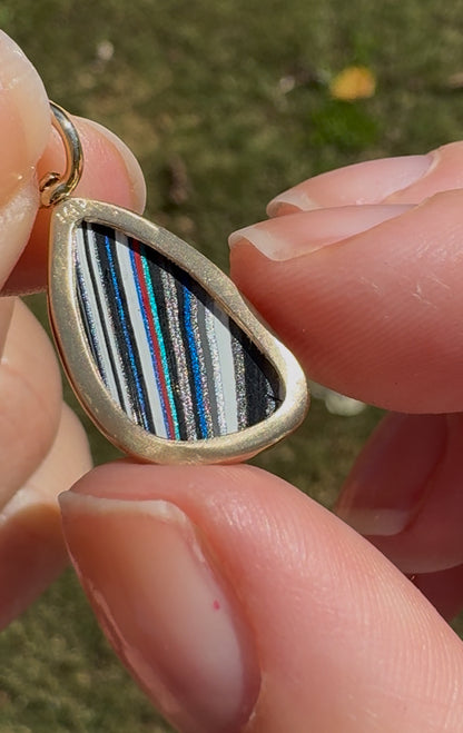 Amazing Fordite Charm with custom 14k Swivel Bail