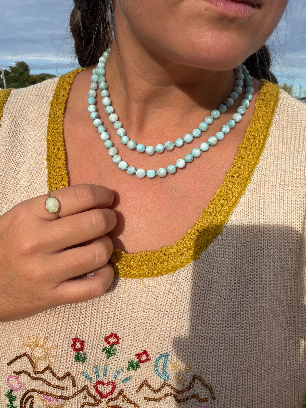 The Waterfall Larimar Necklace, Sterling Silver