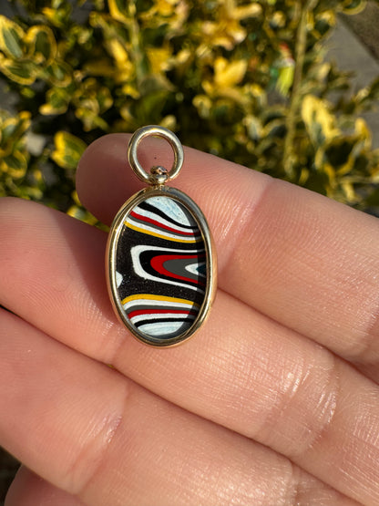 OOAK Fordite Charm - Jeep Wrangler - 14k gold with Swivel Bail