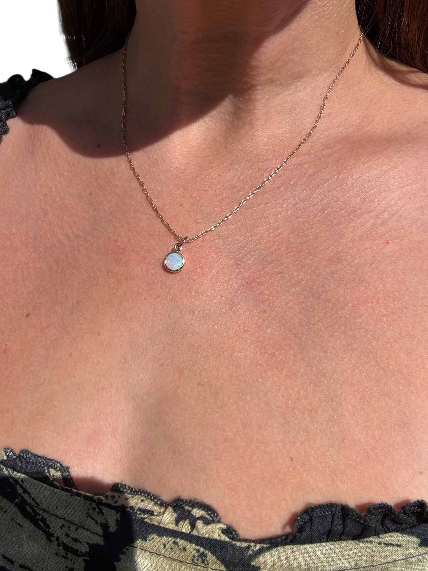 Lightning Ridge Crystal Opal Faceted Charm 14k