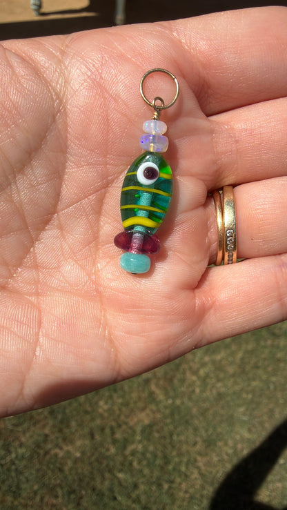 Murano Glass Fishy Charm 14k