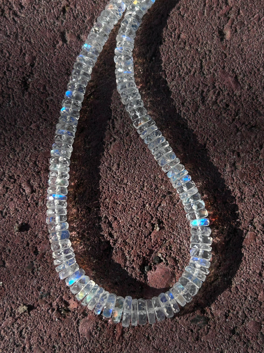 ** Custom **Faceted Moonstone Heishi Beaded Candy Necklace
