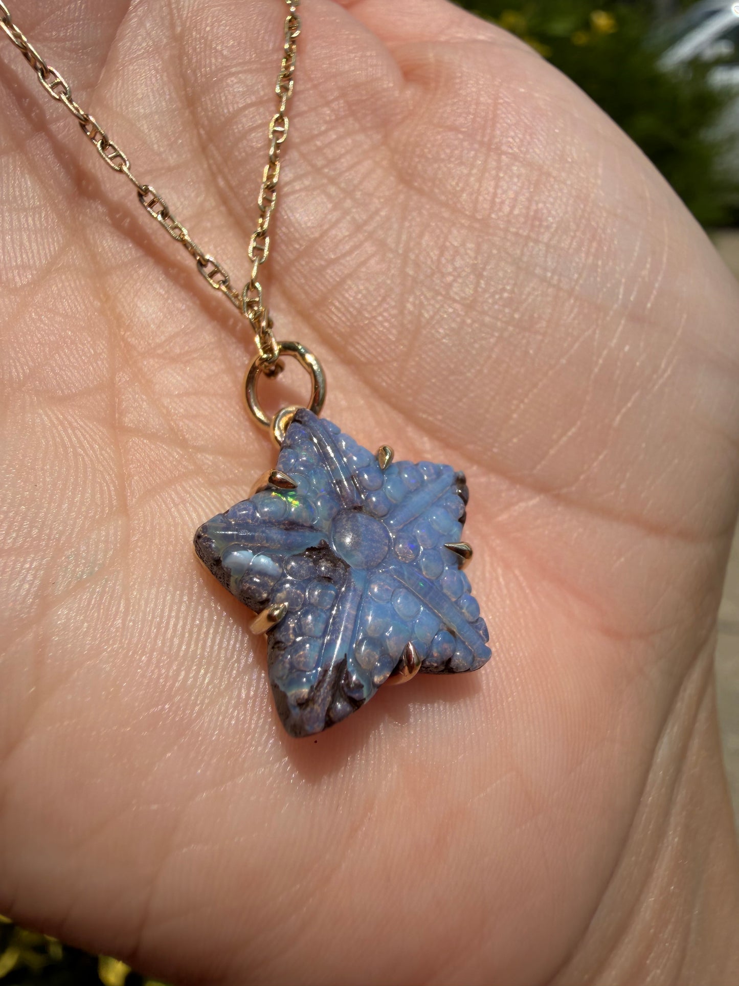 Starfish Boulder Opal Charm 14k