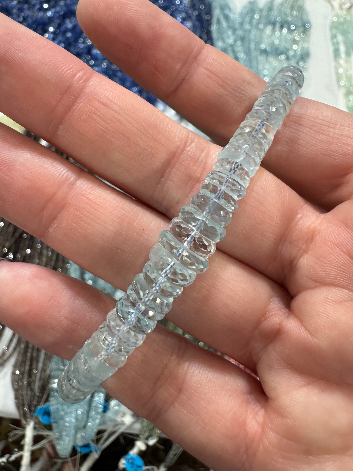 Aquamarine Beaded Necklace 14k - Custom Order