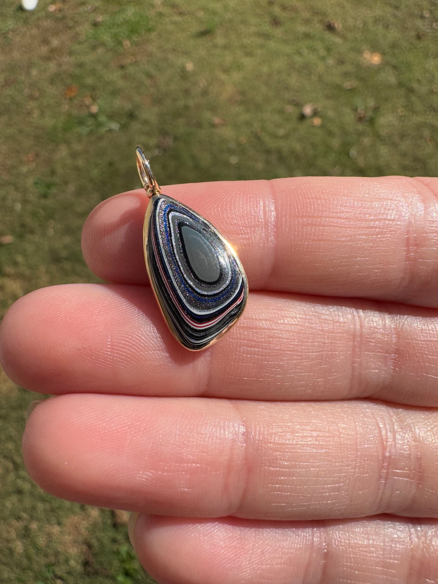 Amazing Fordite Charm with custom 14k Swivel Bail