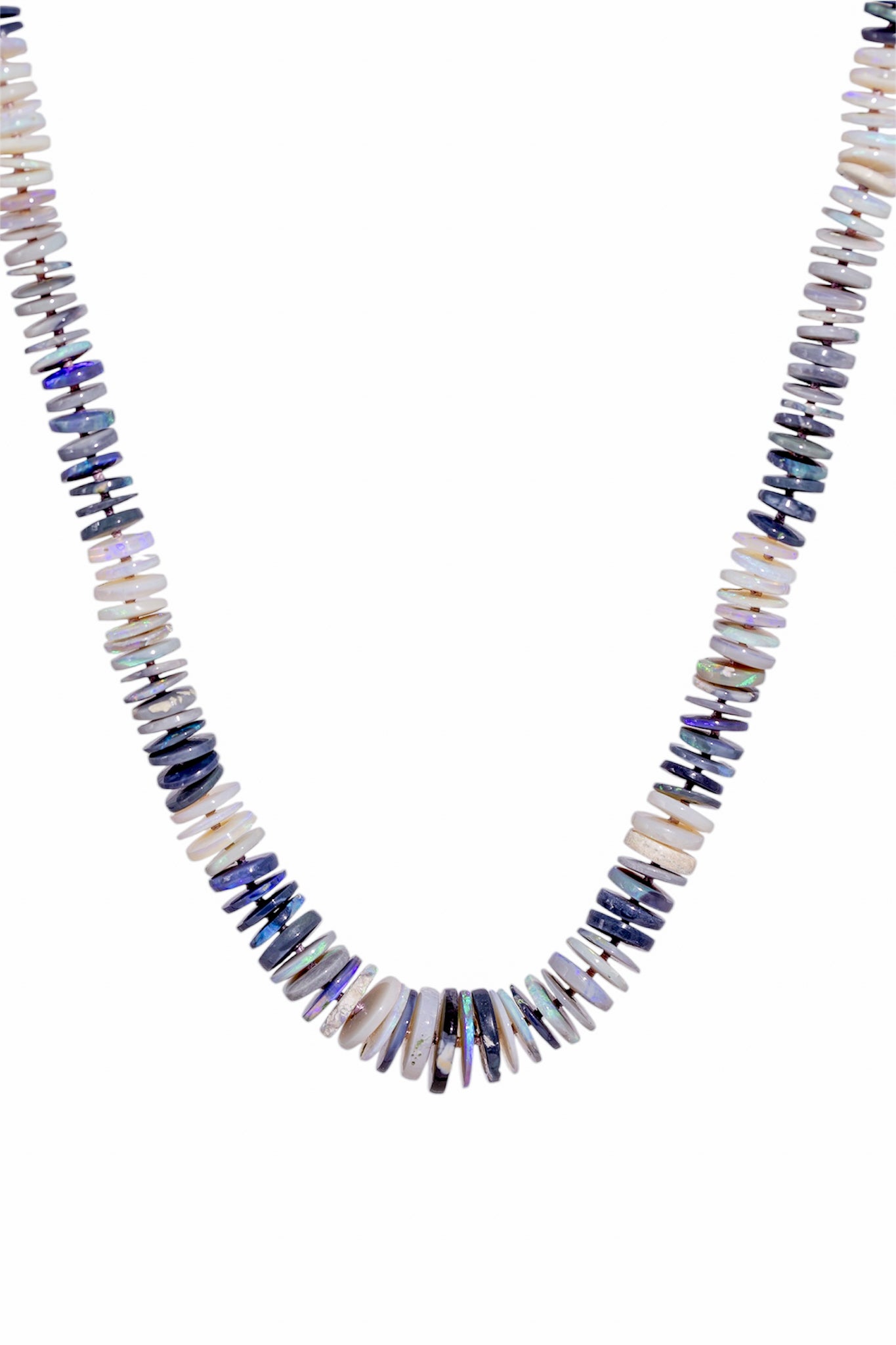 Starlight Necklace - Lightning Ridge Australian Black Opal Knotted Candy Necklace 14k Rose Gold