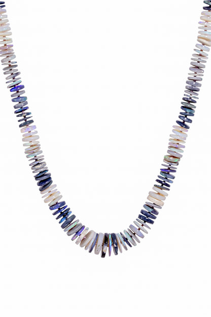 Starlight Necklace - Lightning Ridge Australian Black Opal Knotted Candy Necklace 14k Rose Gold