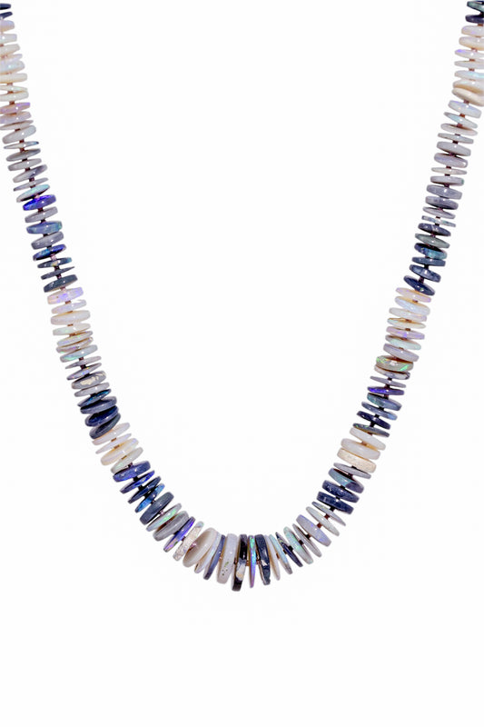 Starlight Necklace - Lightning Ridge Australian Black Opal Knotted Candy Necklace 14k Rose Gold