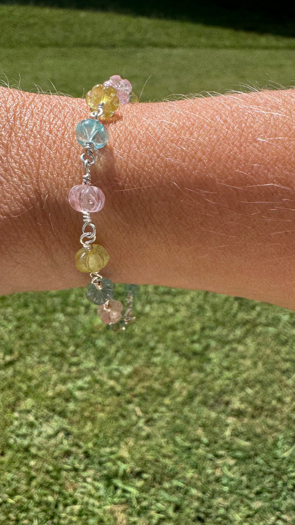 Beryl Aquamarine Wire Wrapped Bracelet