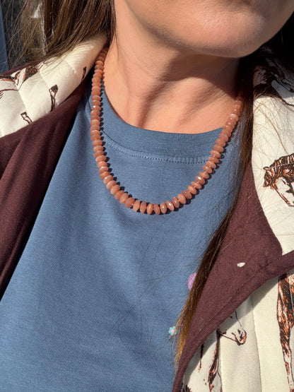 Faceted Peach Moonstone Knotted Gemstone Necklace
