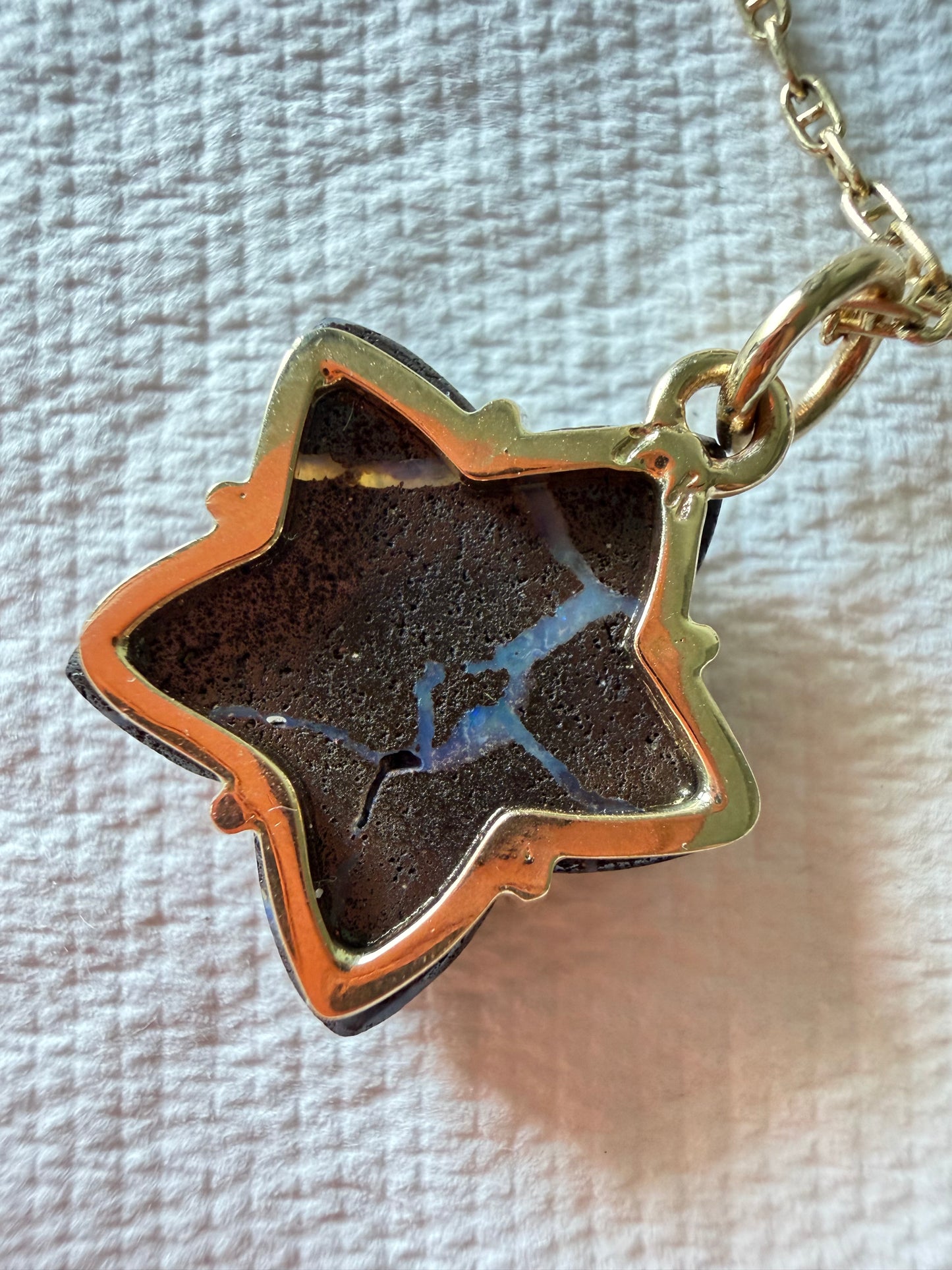 Starfish Boulder Opal Charm 14k