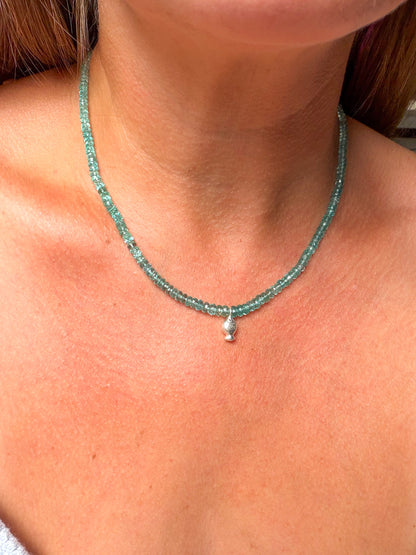 Made to Order: Caribbean Blue Apatite Worry Fish Necklace, Sterling Silver