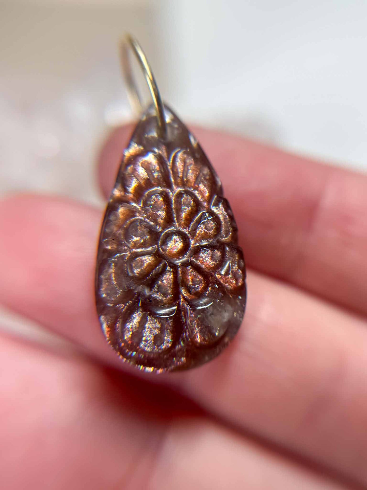Pretty Purple Carved Sunstone Charm