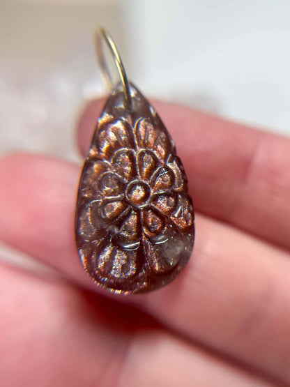 Pretty Purple Carved Sunstone Charm