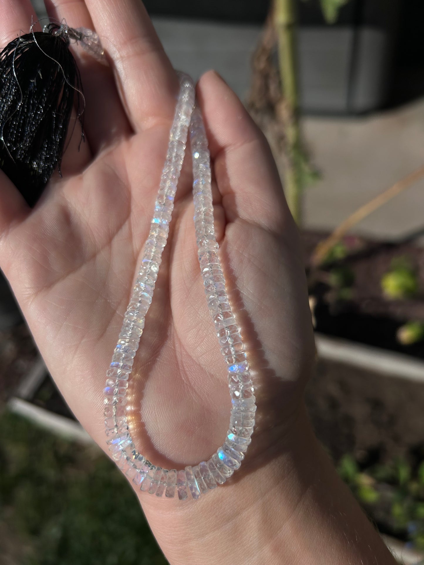** Custom **Faceted Moonstone Heishi Beaded Candy Necklace