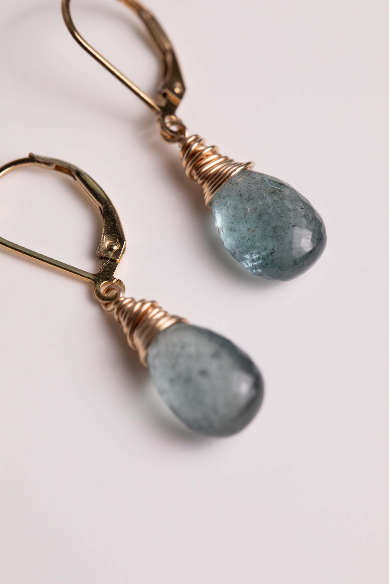 Moss Aquamarine Drop Earrings - Steely Blue