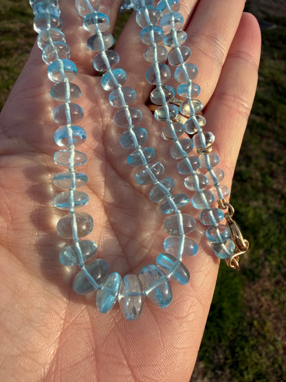 Sky Blue Topaz Knotted Candy Necklace 14k