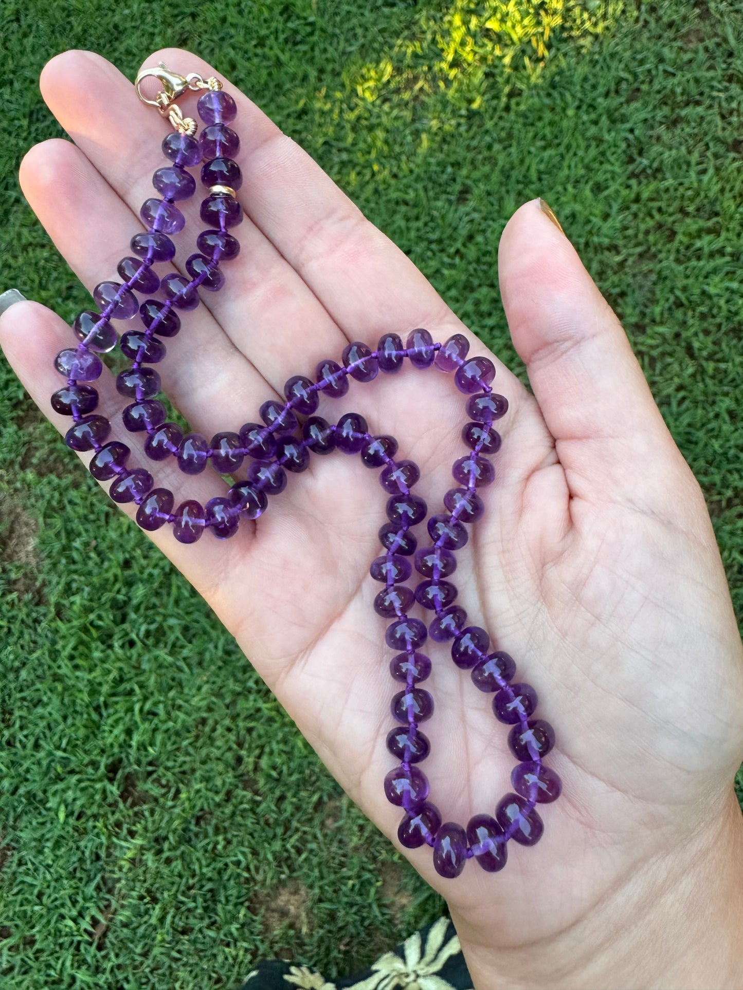 Amethyst Knotted Candy Bead Necklace - 14k Gold Filled