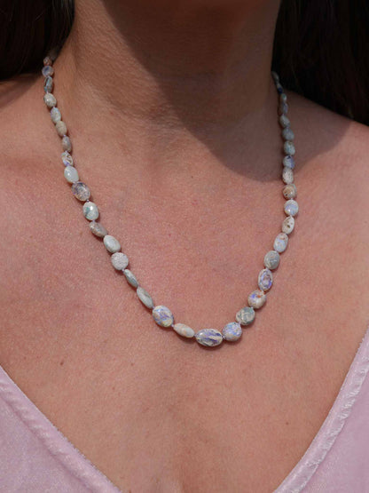 Beautiful Australian Natural Opal Nugget Necklace – Silk Knotted with 14k Gold