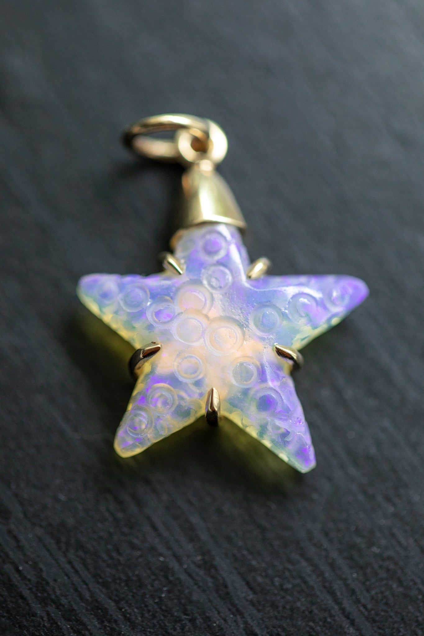 Andamooka AustralianCrystal Opal Starfish, 14k Gold