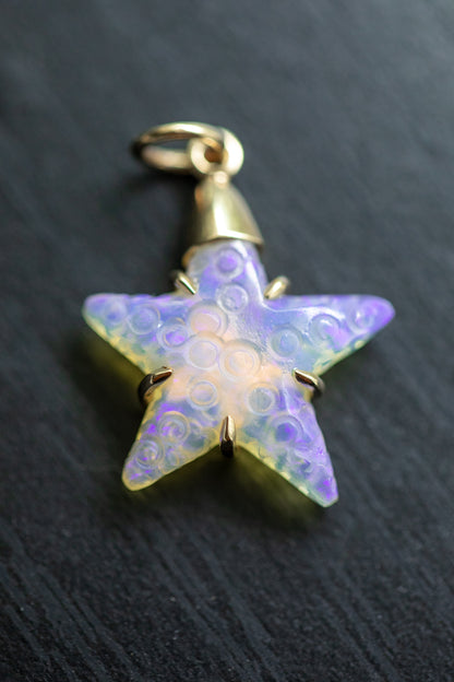 Andamooka AustralianCrystal Opal Starfish, 14k Gold