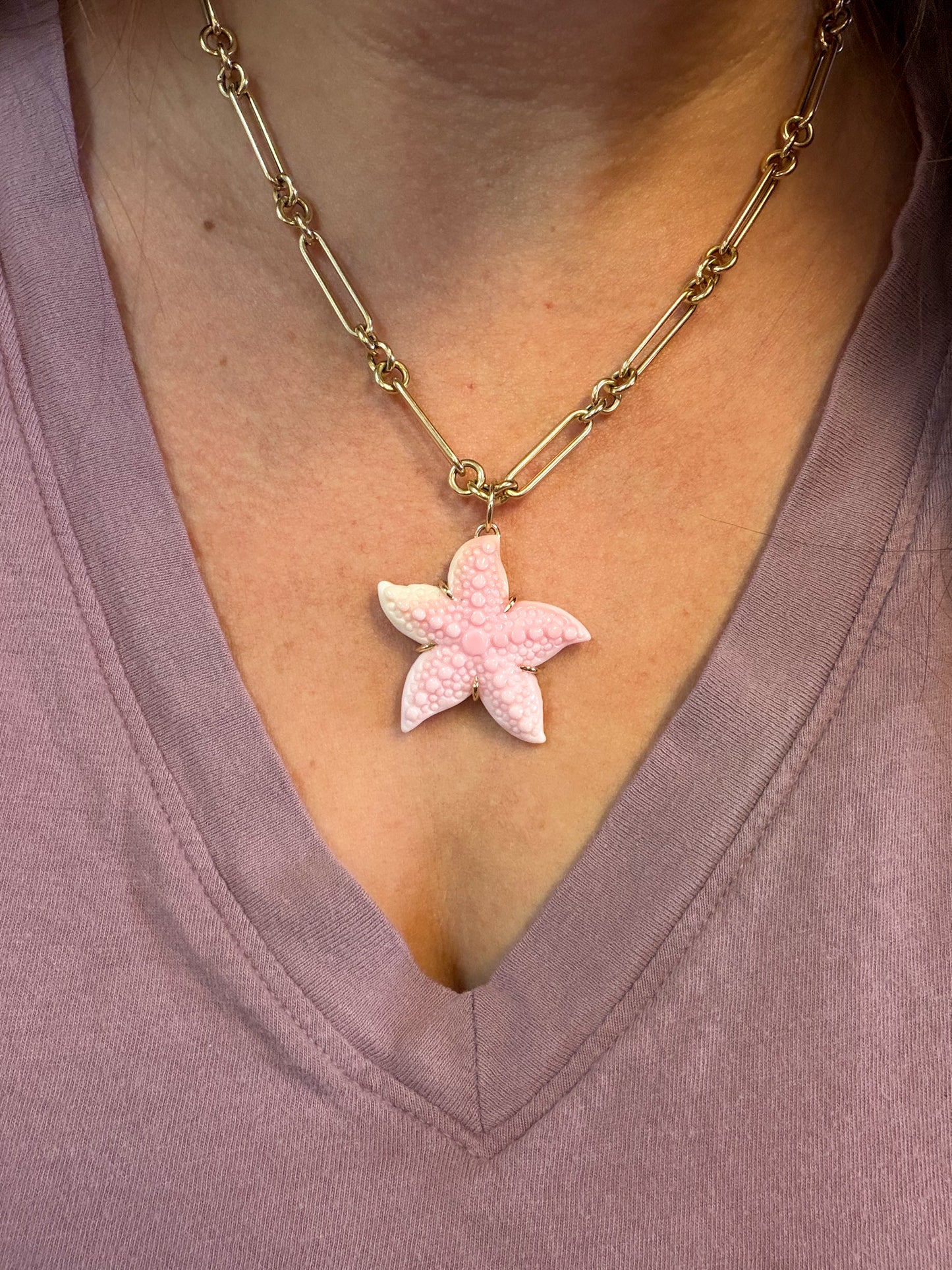 14k Starfish Pendant - Queen Conch Shell