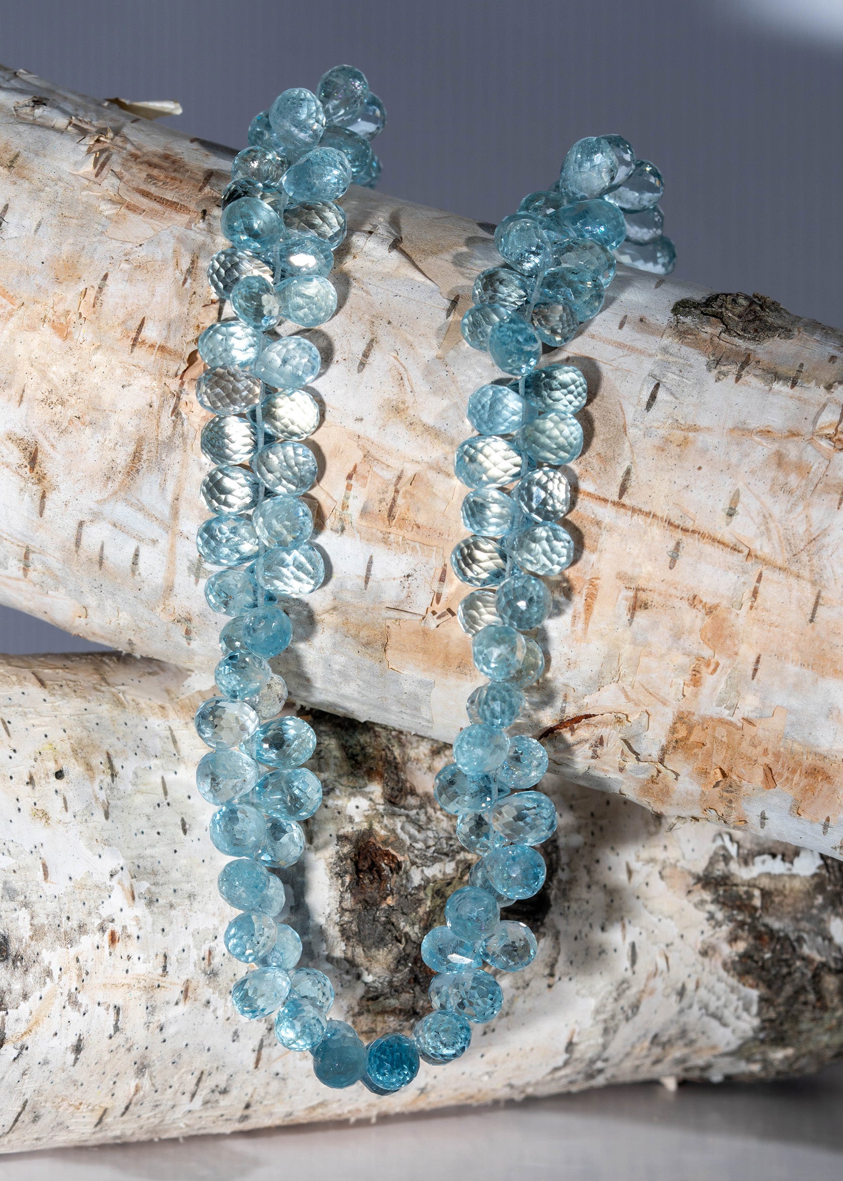 Aquamarine Briolette Beaded Necklace, Elsa Aquamarine Drops Beaded Necklace, March Birthstone Necklace, Blue, unique jewelry