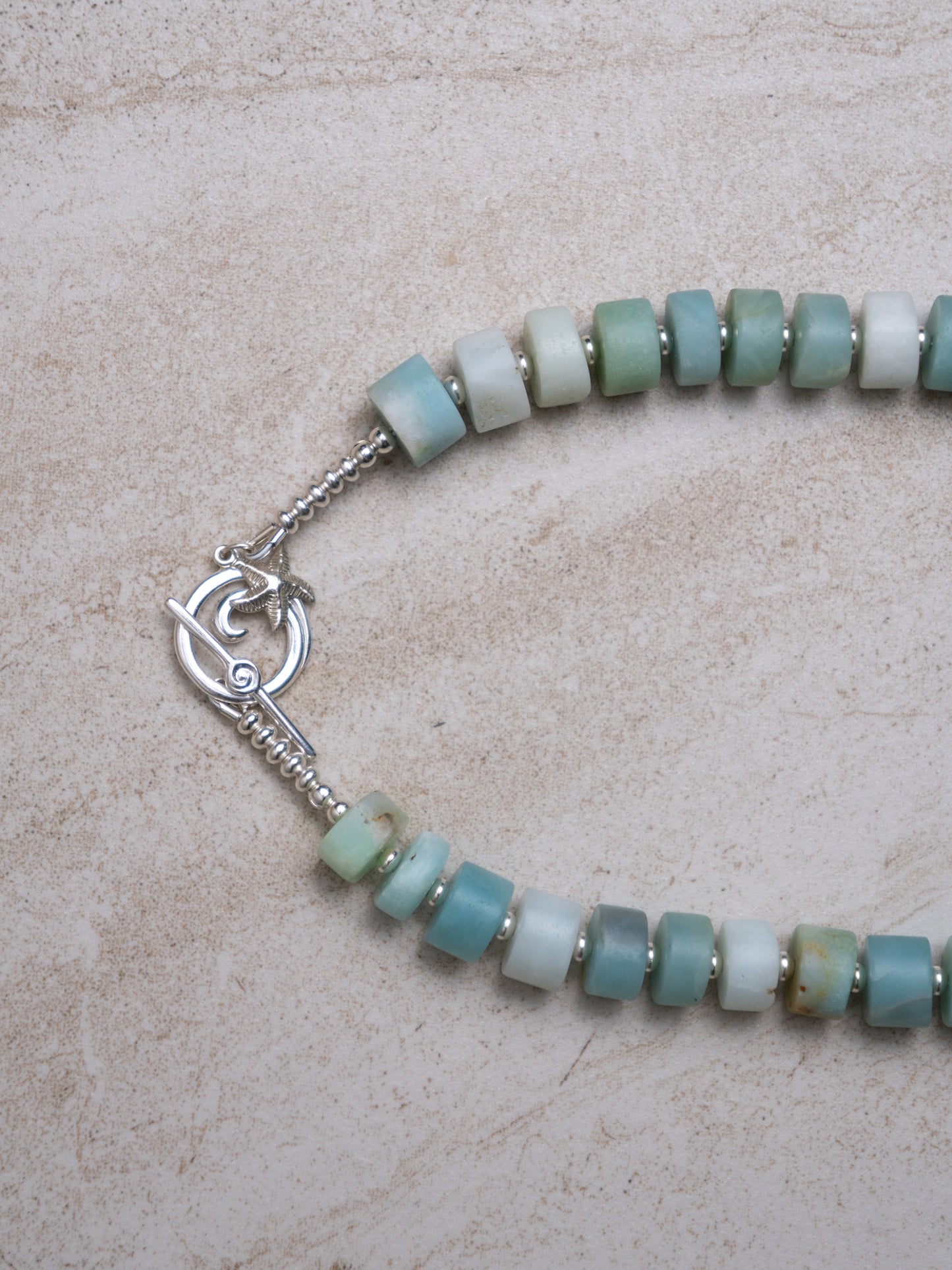 Amazonite Beaded Necklace, Sterling Silver