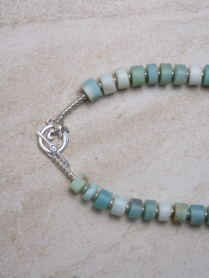 Amazonite Beaded Necklace, Sterling Silver