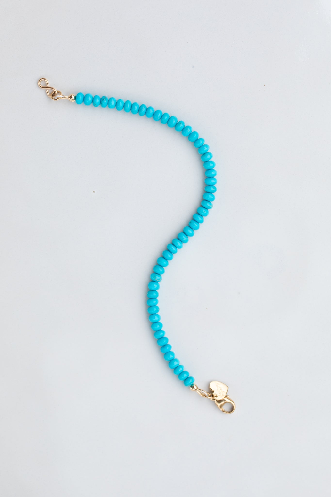 Kingman Turquoise Beaded Bracelet in 14k Gold | Robin’s Egg Blue