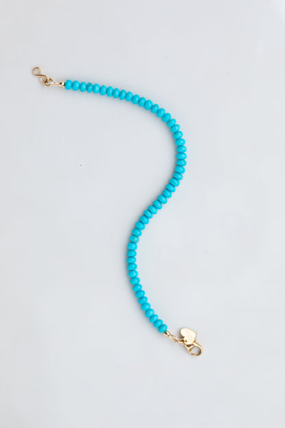 Kingman Turquoise Beaded Bracelet in 14k Gold | Robin’s Egg Blue