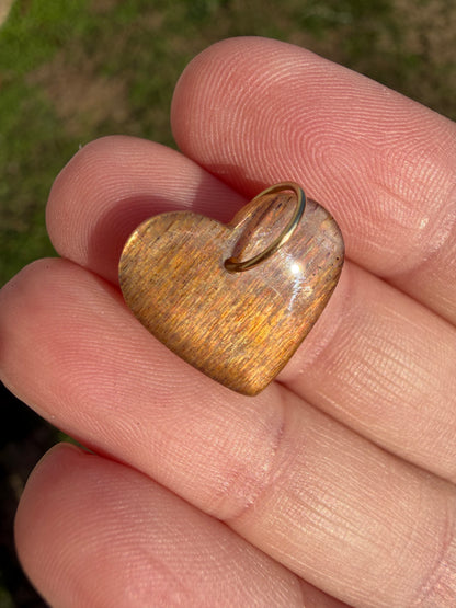 Nancy - Rainbow Meteor Shower Sunstone Heart Charm