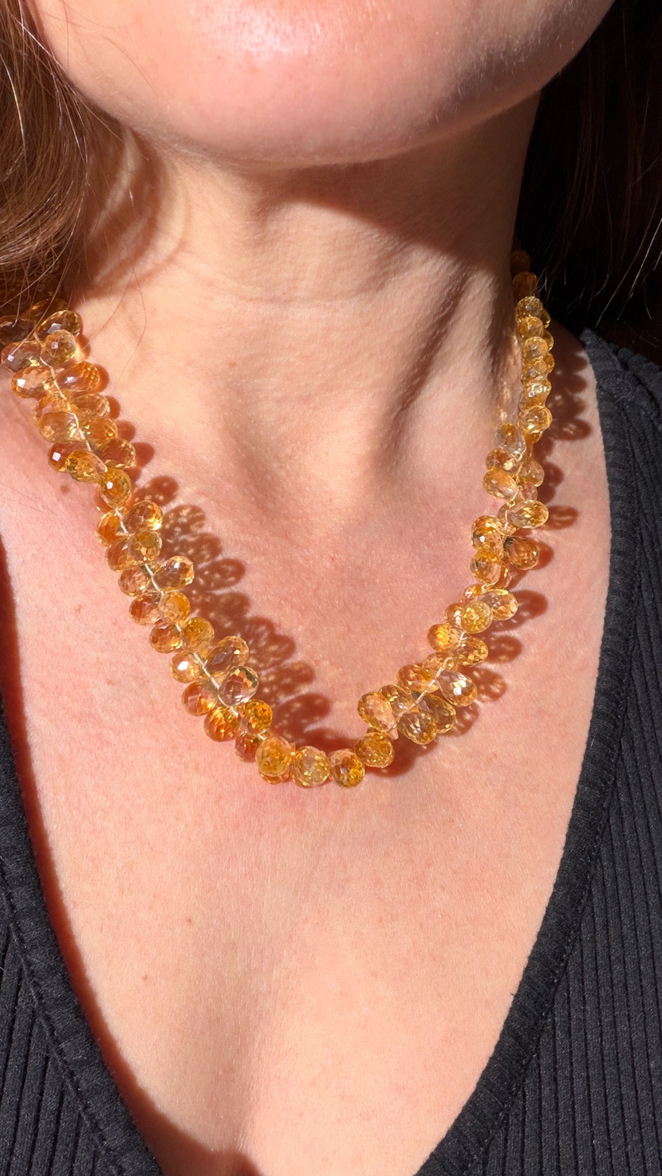 Citrine Sunshine Beaded Necklace 14k