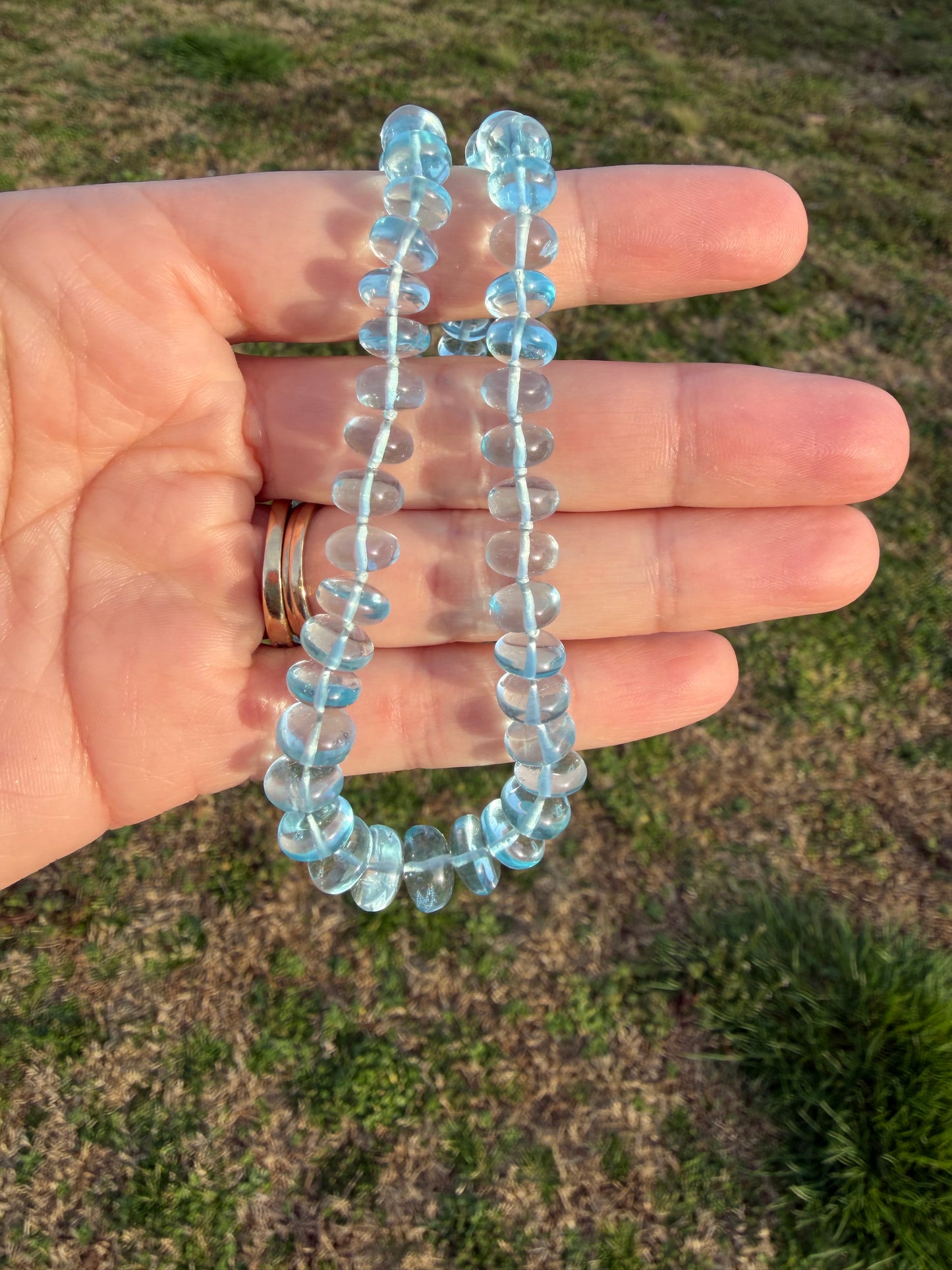 Sky Blue Topaz Knotted Candy Necklace 14k