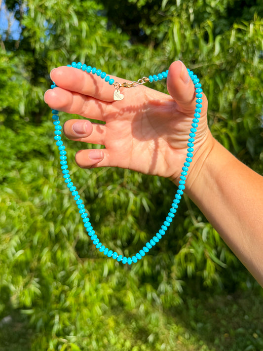 Stunning Kingman Turquoise Necklace 14k Gold